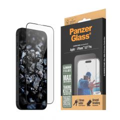 PanzerGlass Ultra Wide Fit Aluminum Frame with Applicator กระจกกันรอยแบบเต็มจอขอบ Aluminum - iPhone 16 ProMax