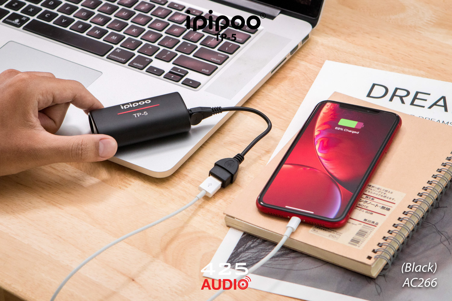 ipipoo,tp-5,หูฟังไร้สาย,หูฟัง True Wireless,กันนํ้า,IPX5,ชาร์จโทรศัพท์ได้,เบสหนัก