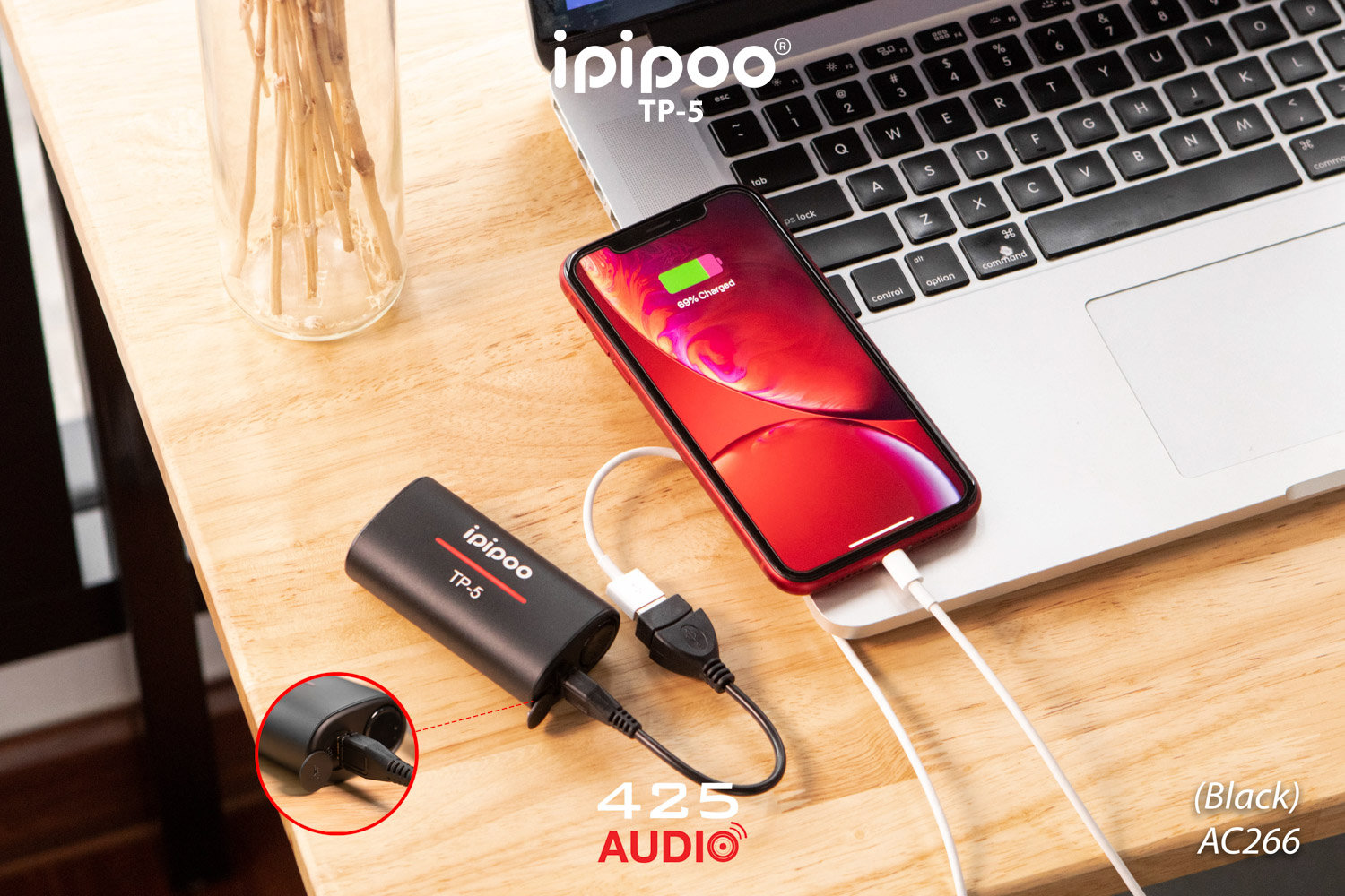 ipipoo,tp-5,หูฟังไร้สาย,หูฟัง True Wireless,กันนํ้า,IPX5,ชาร์จโทรศัพท์ได้,เบสหนัก