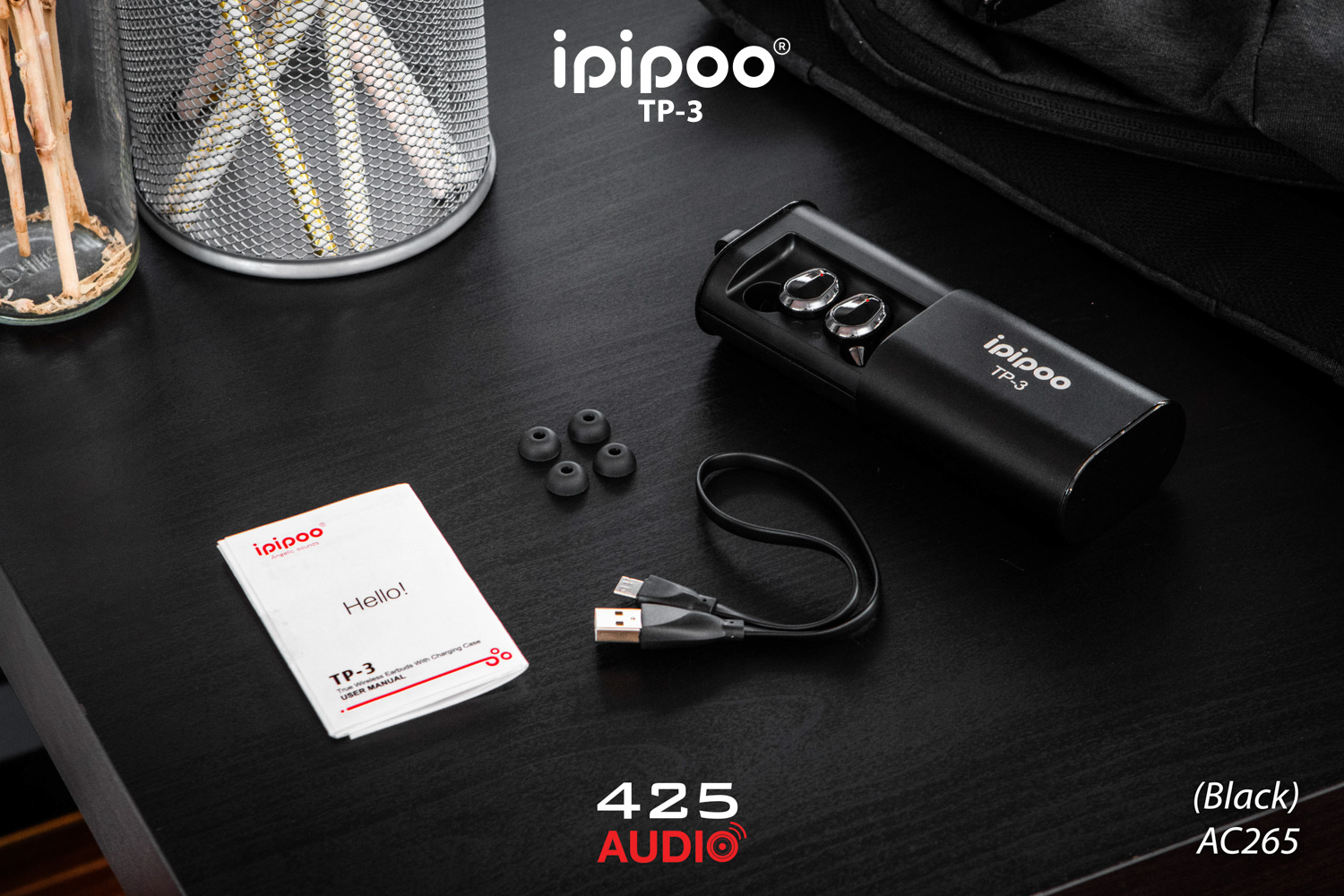 ipipoo,tp-3,in,ear,true,wireless,auto,pairing,power,bank,bass,ergonomic,design,2000,mah