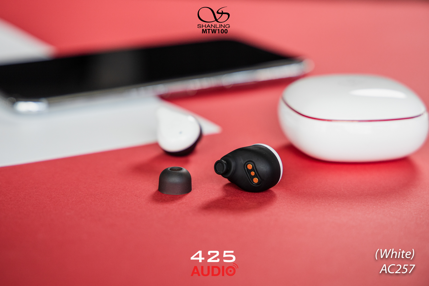 shanling,true wireless,shanling mtw100,white,dynamic driver,graphene,ipx7,ambient sound,in-ear,touch control,long battery life,bass,earphones,bluetooth 5.0