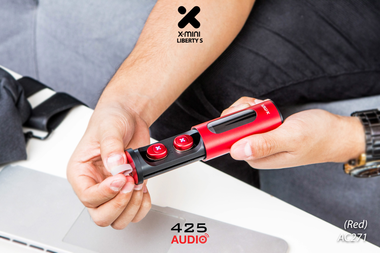 x-mini,liberty S,true wireless,bluetooth 5.0,ipx4,red,iron man,dynamic,graphene,mono mode,small,compact,light,battery life,comfortable