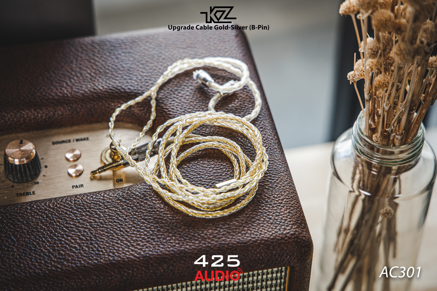 สายอัพเกรด,KZ Acoustic,สายทองแดงชุบทอง,สายทองแดงชุบเงิน,8 cores,2 Pin,B pin,3.5 มม.