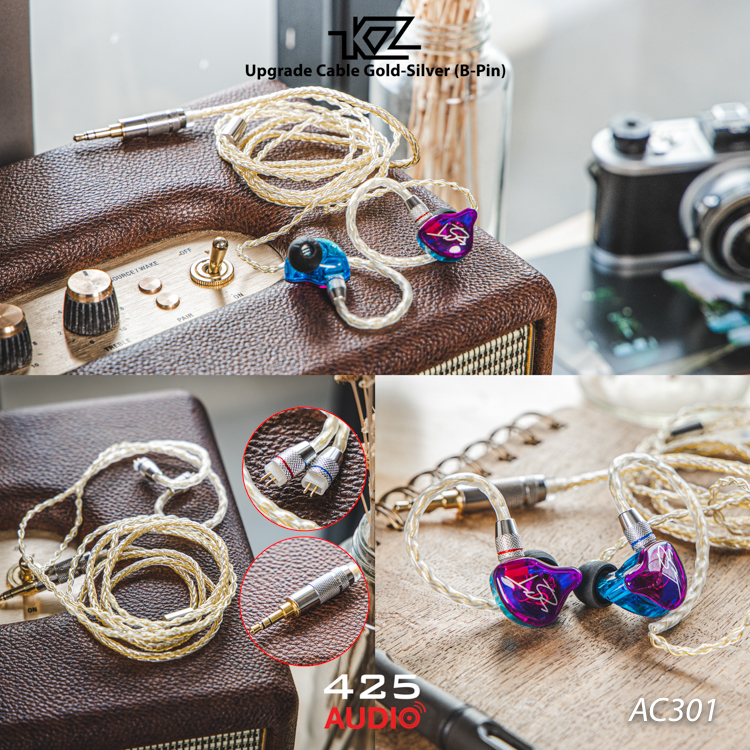 สายอัพเกรด,KZ Acoustic,สายทองแดงชุบทอง,สายทองแดงชุบเงิน,8 cores,2 Pin,B pin,3.5 มม.