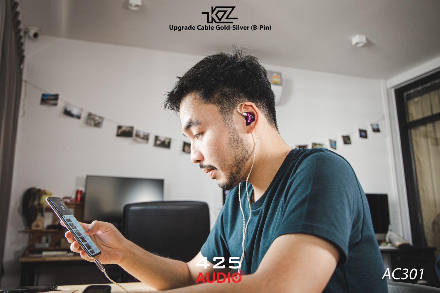 สายอัพเกรด,KZ Acoustic,สายทองแดงชุบทอง,สายทองแดงชุบเงิน,8 cores,2 Pin,B pin,3.5 มม.