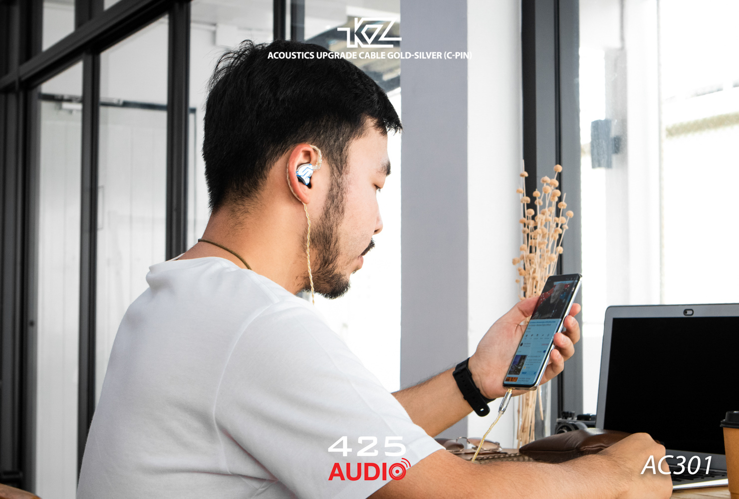 สายอัพเกรด,KZ Acoustic,สายทองแดงชุบทอง,สายทองแดงชุบเงิน,8 cores,2 Pin,C pin,3.5 มม.