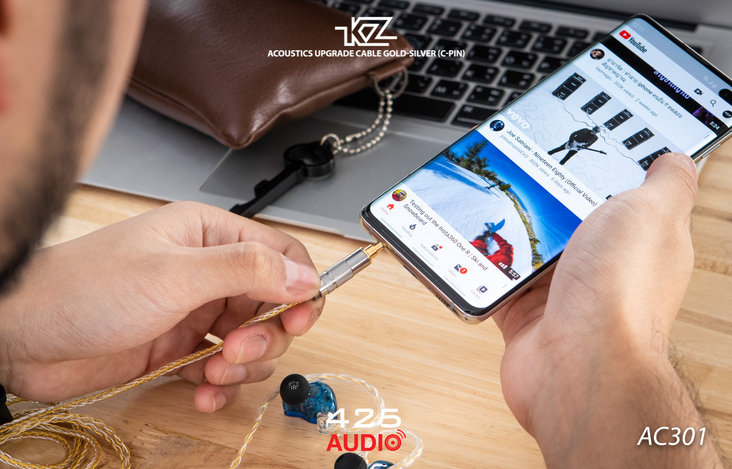 สายอัพเกรด,KZ Acoustic,สายทองแดงชุบทอง,สายทองแดงชุบเงิน,8 cores,2 Pin,C pin,3.5 มม.