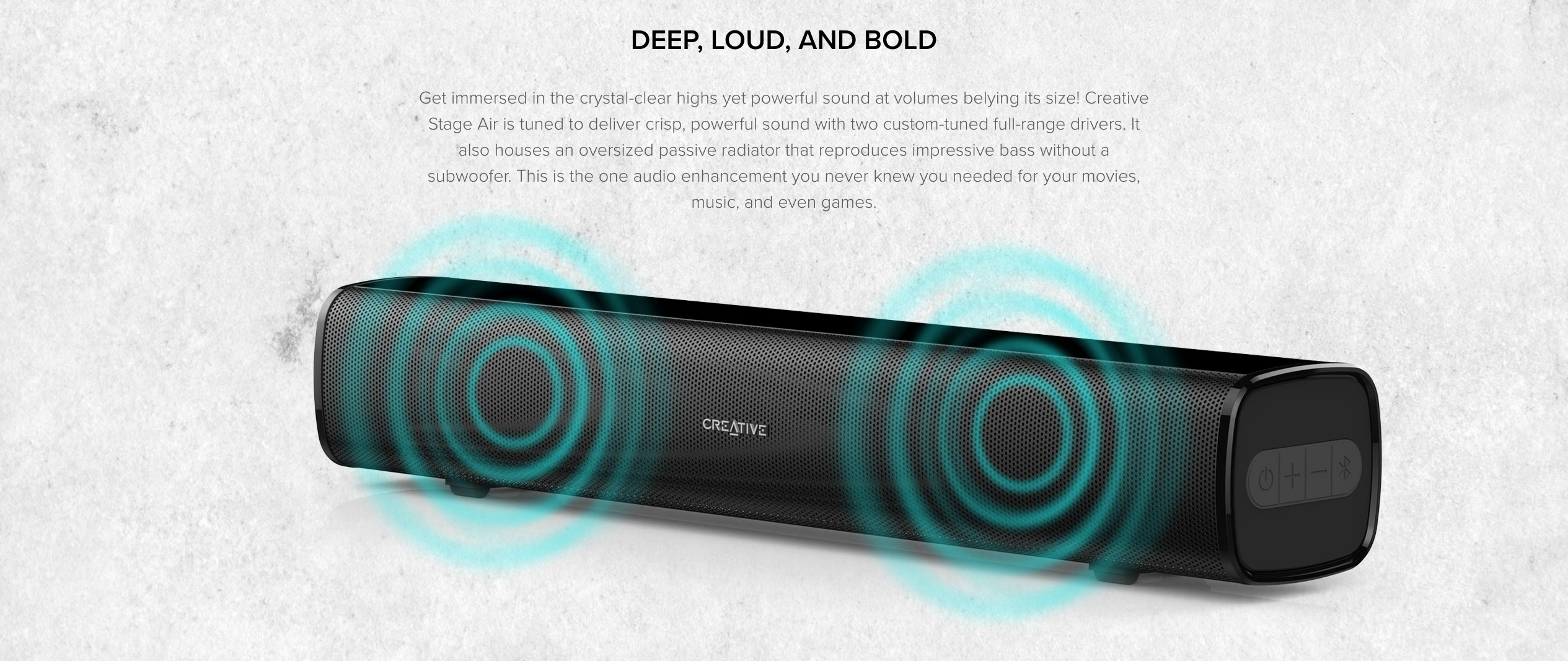 Creative Stage Air Bluetooth Soundbar,creative soundbar,soundbar,ลำโพง soundbar,ลำโพงบลูทูธ,ลำโพงไร้สาย,ลำโพงคอม,ลำโพง creative