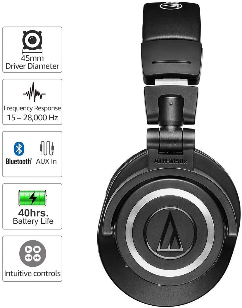 audio technica ath-m50xbt,m50x,bluetooth 5.0,bluetooth,หูฟังครอบหู,หูฟังไร้สาย,เสียงดี,คุยโทรศัพท์ชัด,aptX,qualcomm,ระบบสัมผัส