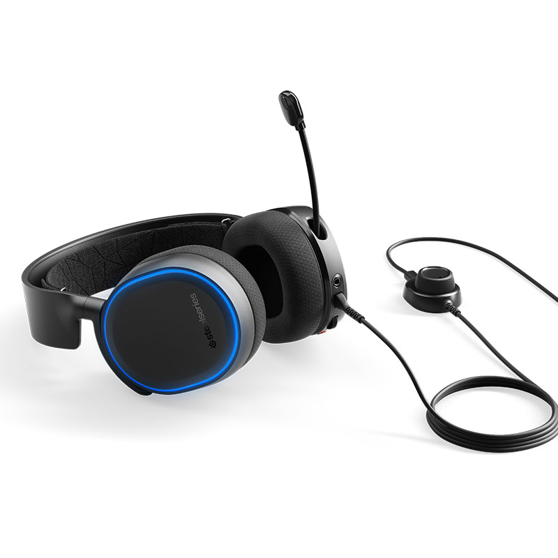 steelseries arctis 5,หูฟังเกมมิ่ง,gaming headset,ไฟ RGB,USB,ระบบเสียงรอบทิศทาง,DTS,สีดำ