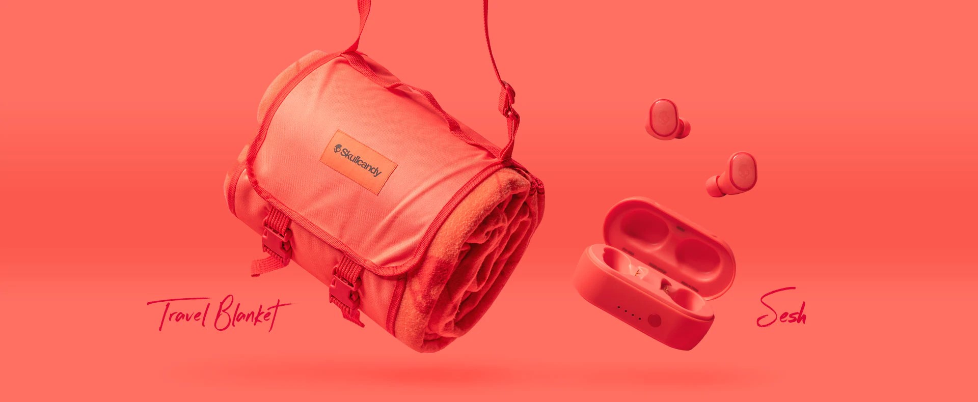 skullcandy sesh passionate coral,skullcandy coral,12 month 12 moods,หูฟังไร้สายฯ,หูฟัง true wireless,bluetooth 5.0,กันนํ้า,กันฝุ่น,IP55,in-ear,สวมใส่กระชับ,แฟชั่น,ลิมิเต็ด,limited edition,travel blanket