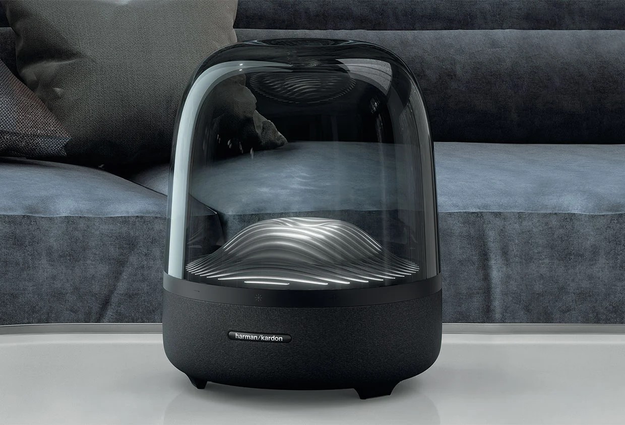 harman kardon,harman,aura studio 3,ลำโพงบลูทูธ,surround,เบสหนัก,ไฟ ambient light,หรูหรา,ตกแต่งห้อง,bluetooth