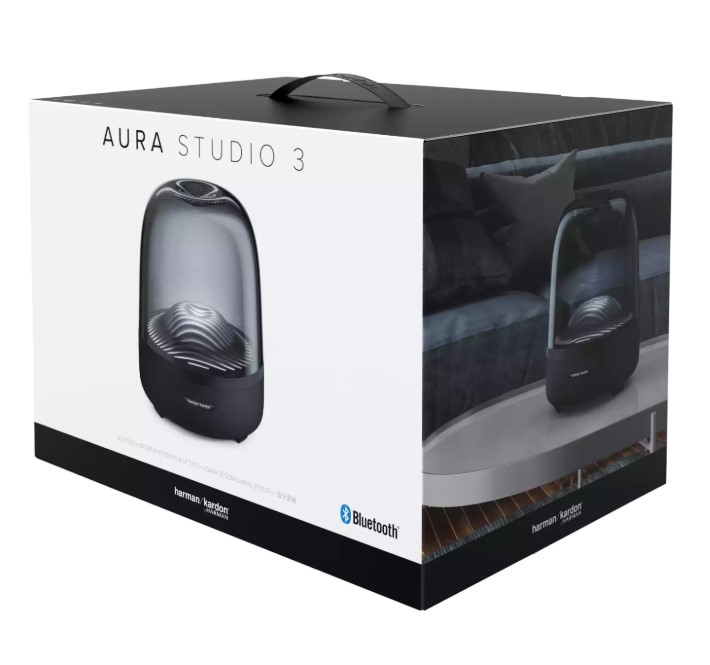 harman kardon,harman,aura studio 3,ลำโพงบลูทูธ,surround,เบสหนัก,ไฟ ambient light,หรูหรา,ตกแต่งห้อง,bluetooth