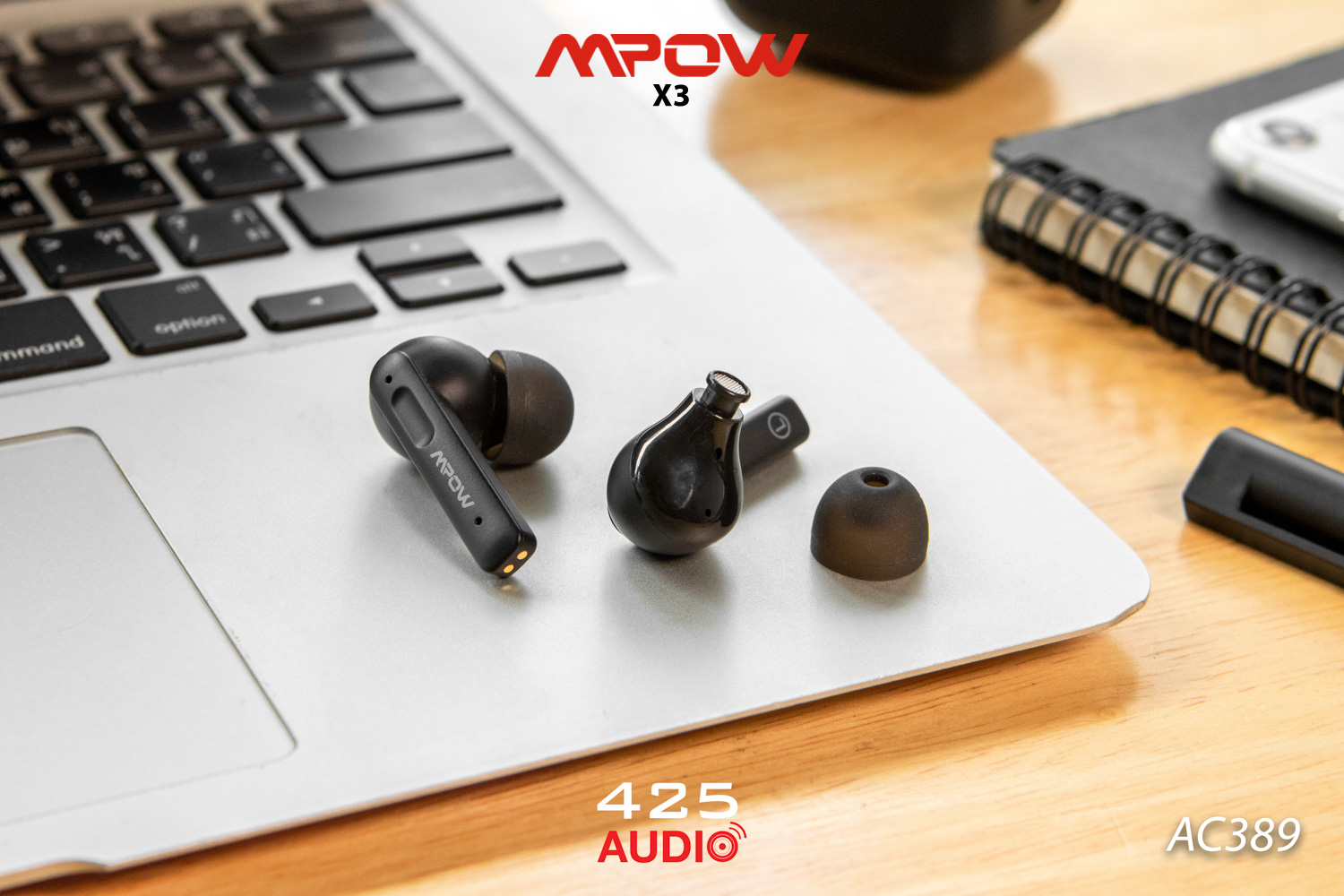 mpow,x3,bluetooth,5.0,active noise cancelling,ipx7,เบสหนัก,ไมค์คู่,ไมค์ชัด,black,สีดำ