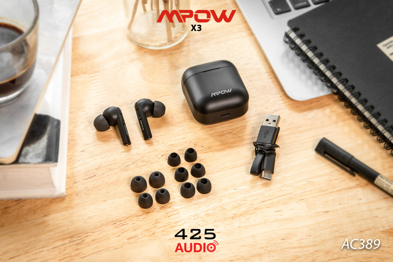 mpow,x3,bluetooth,5.0,active noise cancelling,ipx7,เบสหนัก,ไมค์คู่,ไมค์ชัด,black,สีดำ