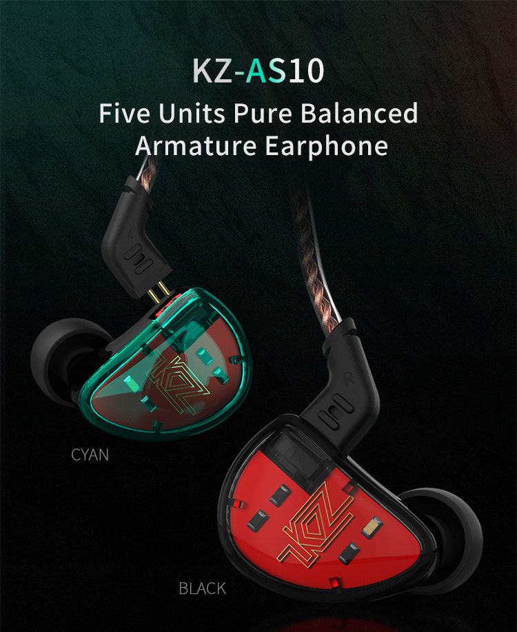 kz,as10,in,ear,monitor,5,balanced,armature,driver,headphone,earphone