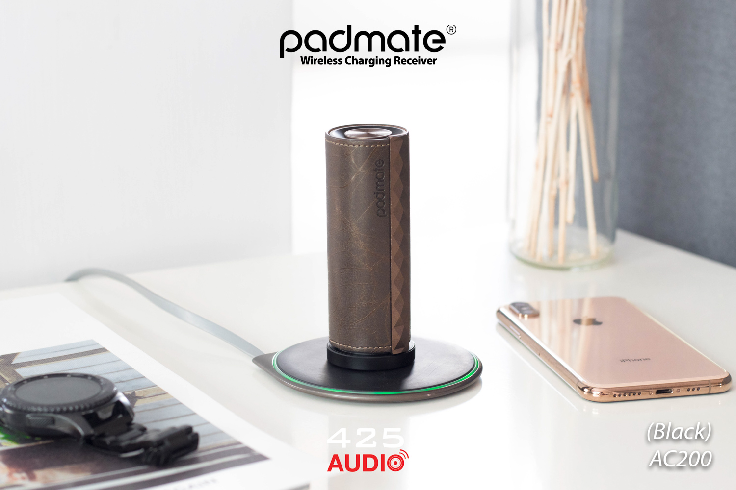 Padmate,wireless,charging,pamu,scroll,accessories,micro,usb,black,white,receiver,chinese,in,ear,battery