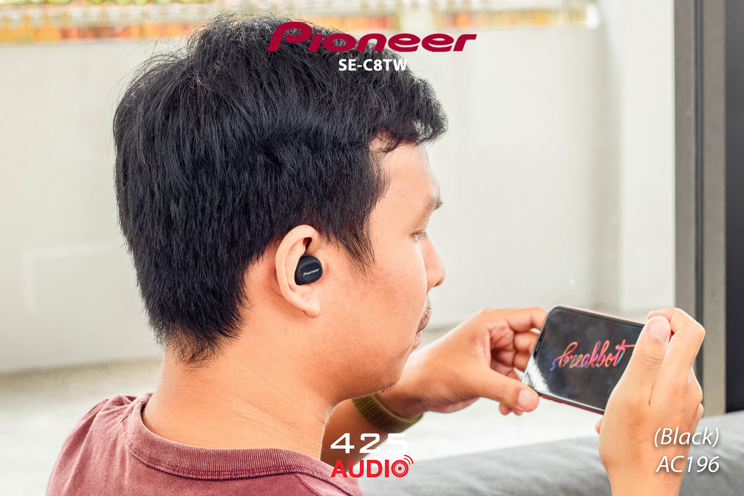 pioneer,c8,true,wireless,earbud,bass,black,japan,mic,in,ear,se,c8tw,ios,android